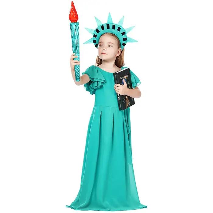 Costume de cosplay Statue de la Liberté pour enfants, tunique grecque et romaine antique pour filles
