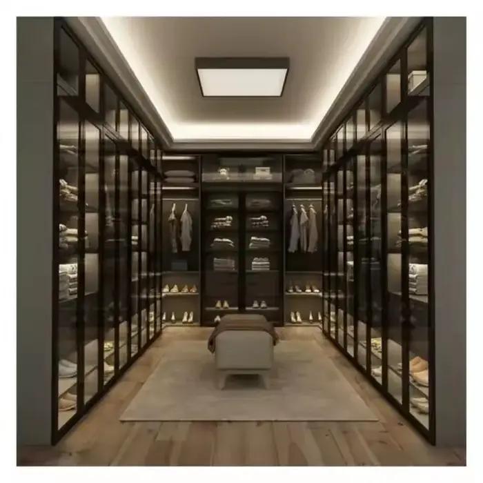 Système de dressing moderne sur mesure, design de garde-robe en bois pour mobilier de dressing