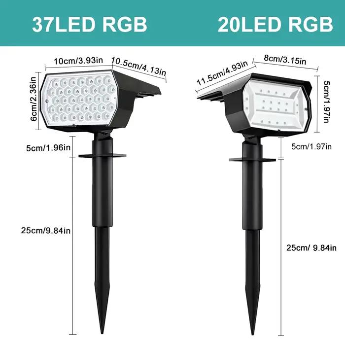 Projecteur solaire extérieur RVB, 37 LED, 20LED, spot de paysage, 62 appliques murales, étanche, cha