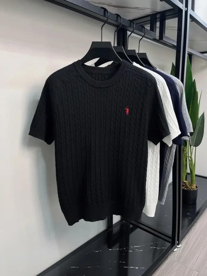 Haut de gamme marque de luxe t - shirt hommes nouvelle tendance jacquard exquis poney brodé été Casu