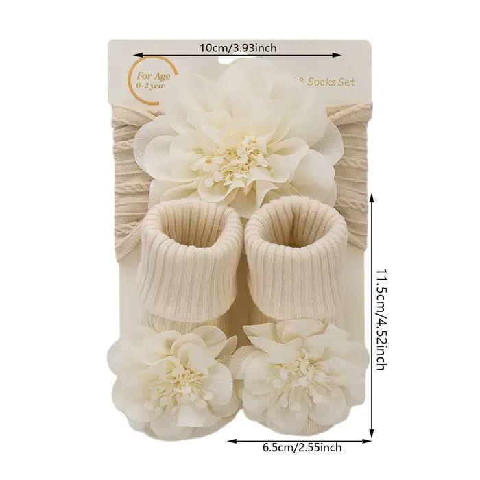3 pièces/ensemble dentelle fleur bébé bandeaux chaussettes coton antidérapant cheville 0-12M bas lar