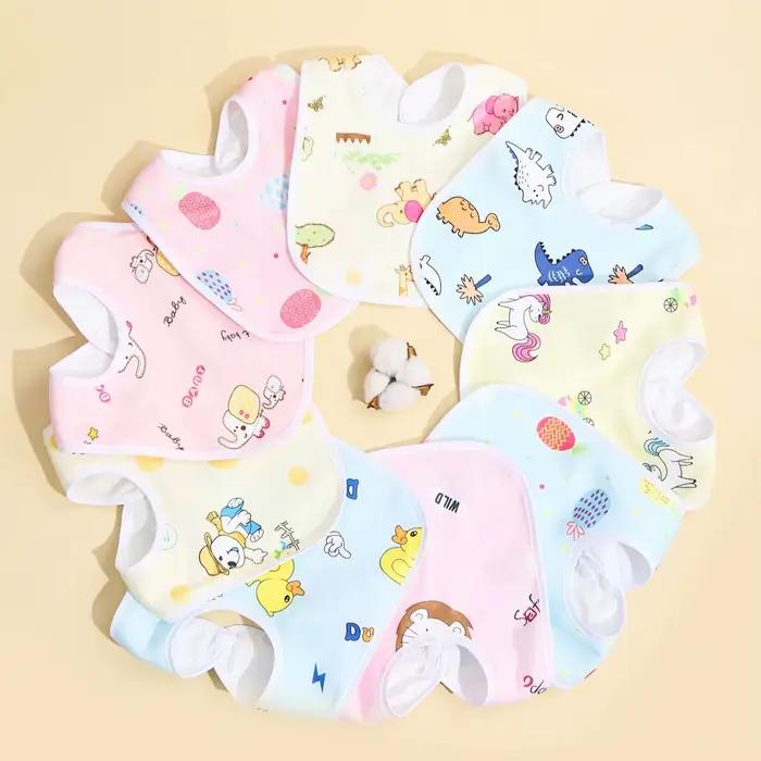 Bavoirs imperméables en coton pour bébé - Lot de 4/6/8/10 pièces - Protection repas garçons filles