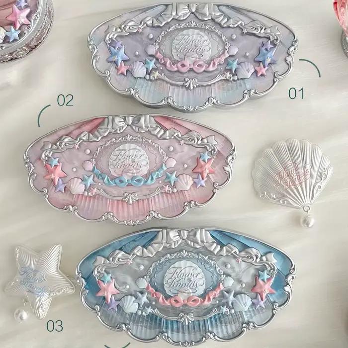 Flower Knows Shell's Jewel Palette de maquillage 6 couleurs mat miroitant hautement pigmenté longue