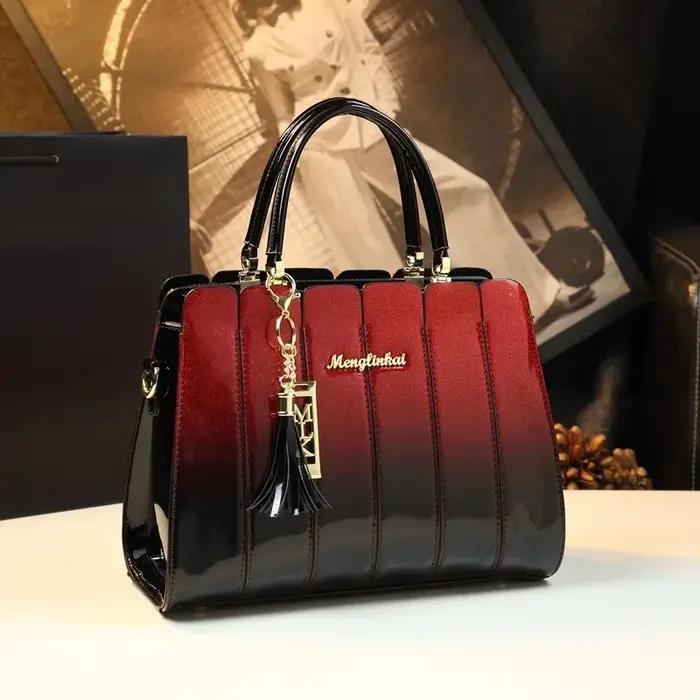 Sac polyvalent en cuir verni pour femmes, nouveau style, sac pour maman d'âge moyen, sac à main à ba