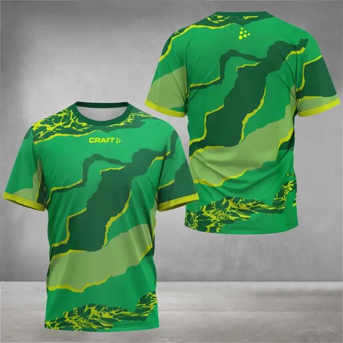T-shirt à col rond imprimé à la mode pour hommes, haut à manches courtes, badminton et tennis, vêtem