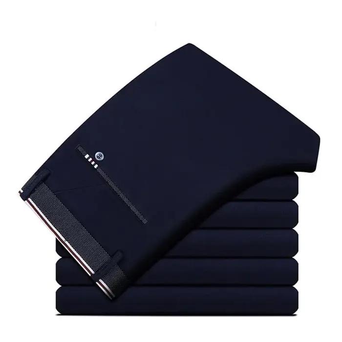 Pantalon d'Affaires pour Homme, Long, Fin, Formel, Couleur Unie, Droit, Baggy, Bureau, Été, FJDstres
