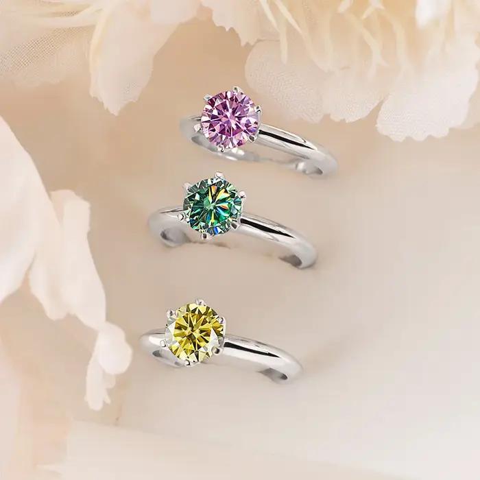 Bague Moissanite certifiée GRA VVS1, bague Solitaire en diamant de laboratoire pour femmes, promesse
