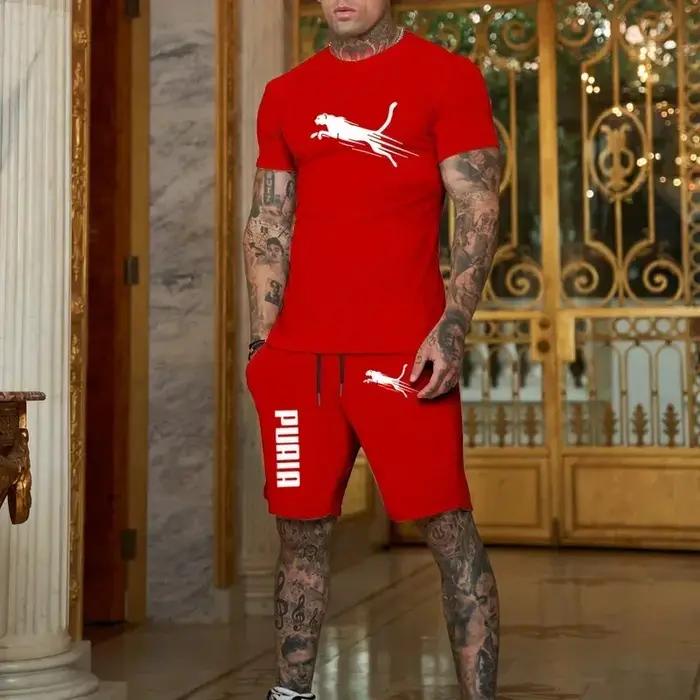 Ensemble décontracté tendance été 2026 pour homme : T-shirt respirant et short de sport deux pièces