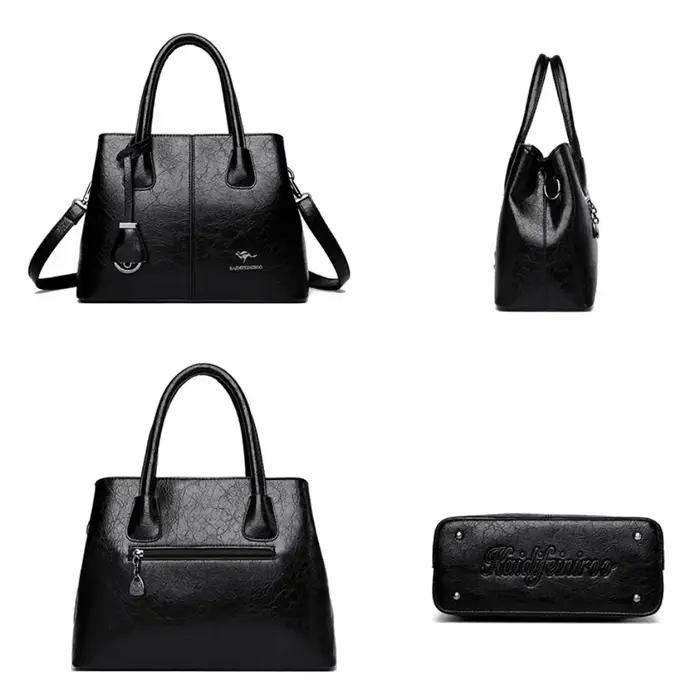 Sacs à main en cuir souple de marque authentique pour femmes, grands sacs fourre-tout, sacs à bandou