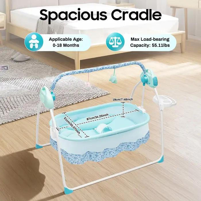 Balançoire électrique pour bébé, avec 12 chansons, Bluetooth, USB, 5 vitesses de balançoire, pour no