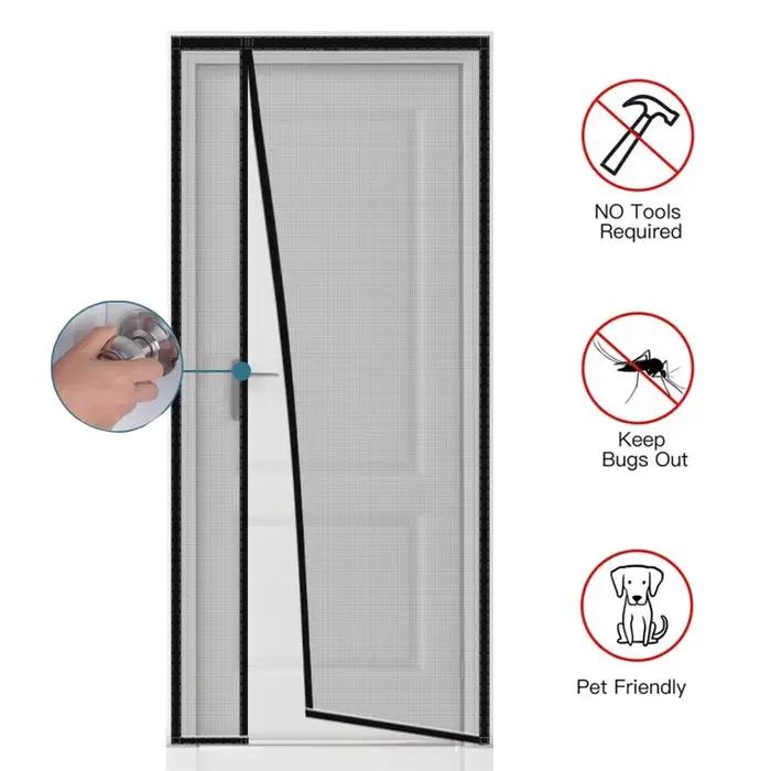 Écran de porte magnétique, taille personnalisée, moustiquaire, rideau, insectes volants, fermeture a