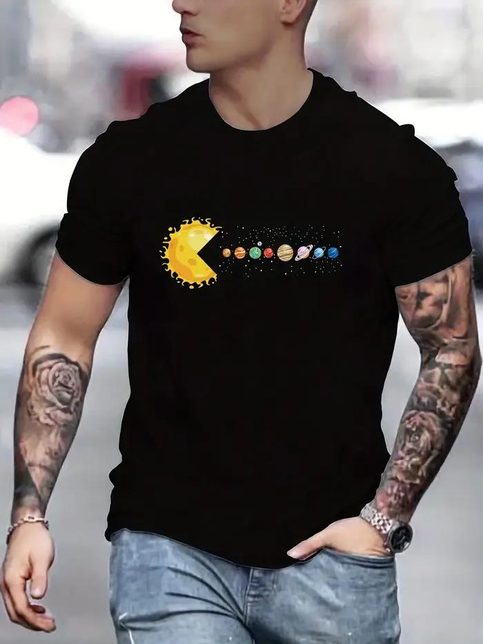 T-shirts imprimés planètes du système solaire pour hommes, T-Shirt respirant décontracté à séchage r
