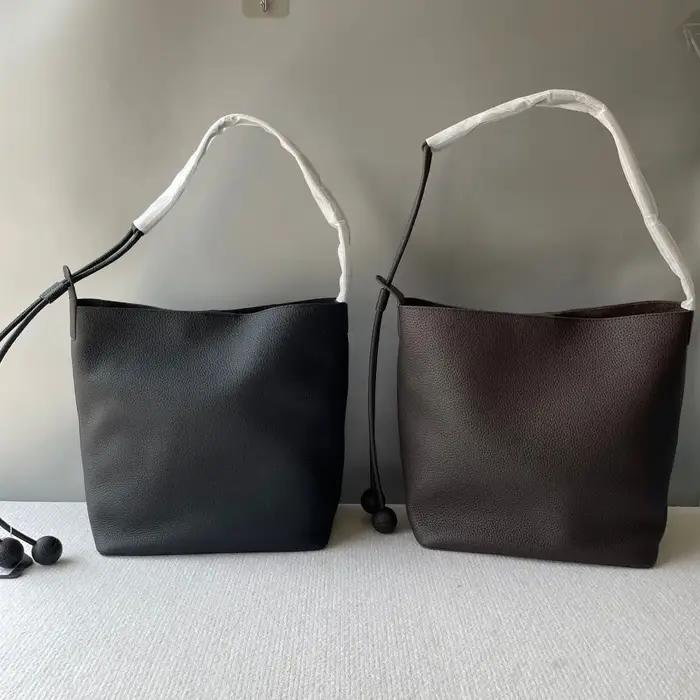 Sac seau en cuir de vachette première couche, style décontracté haut de gamme, sac à main en cuir vé