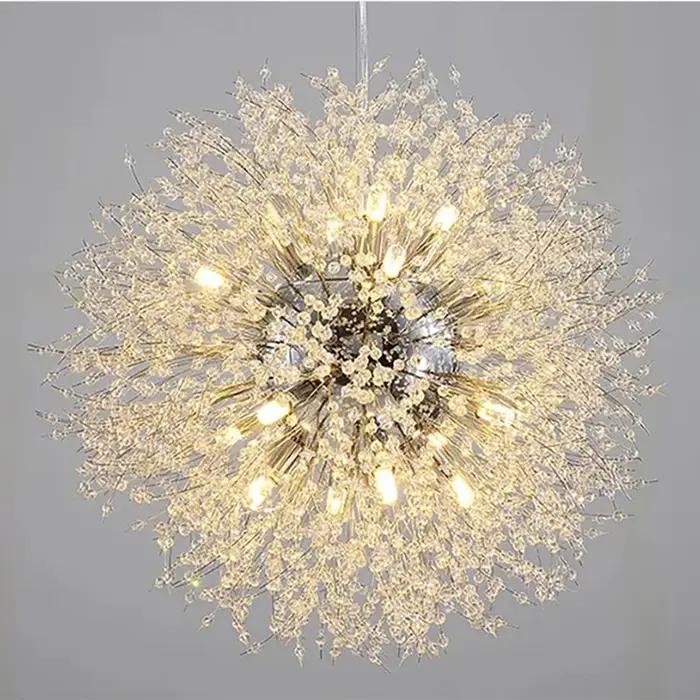 Lustre pissenlit doré moderne et luxueux, salon, salle à manger, chambre à coucher, étoile, boule de
