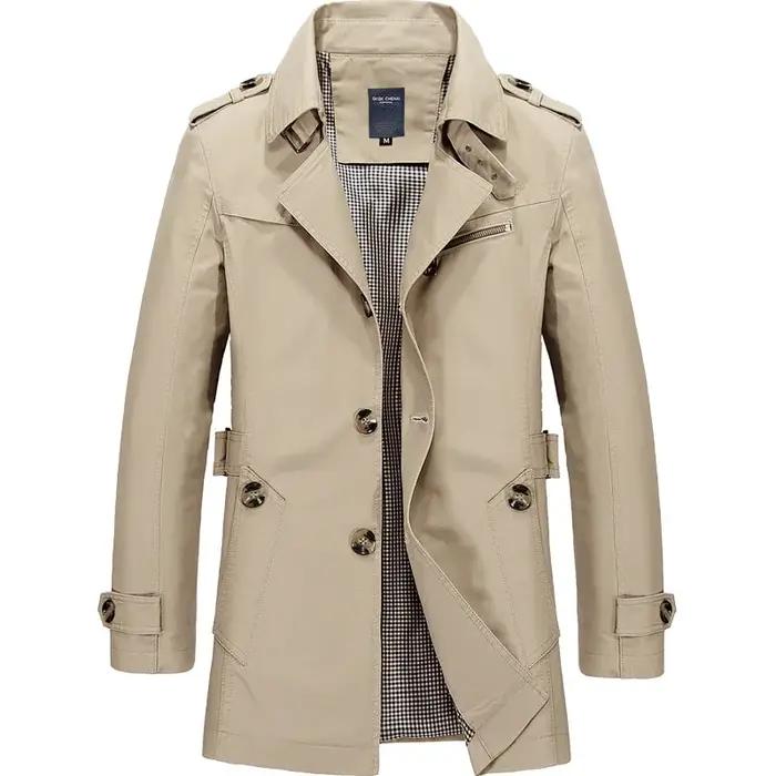 Mode hommes Trench vestes marque décontracté affaires Trench manteau hommes loisirs pardessus mâle s