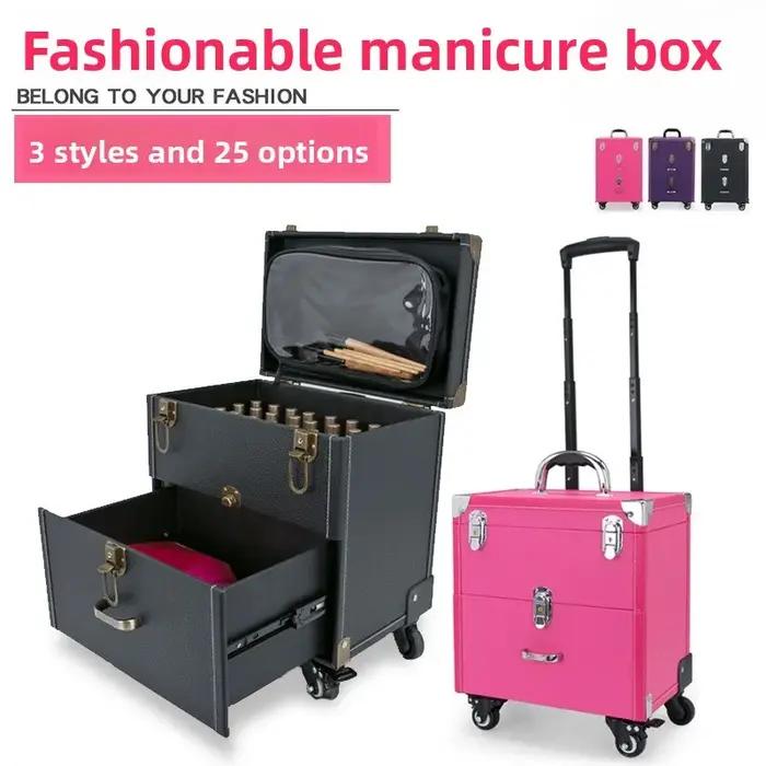 Trousse de tatouage professionnelle avec roulettes à frein pivotant, grande capacité, organiseur de