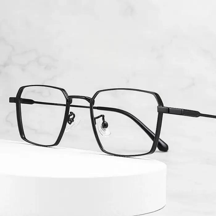 Monture de lunettes en titane pour hommes, grand visage, Ultra légère, polygonale, Prescription opti