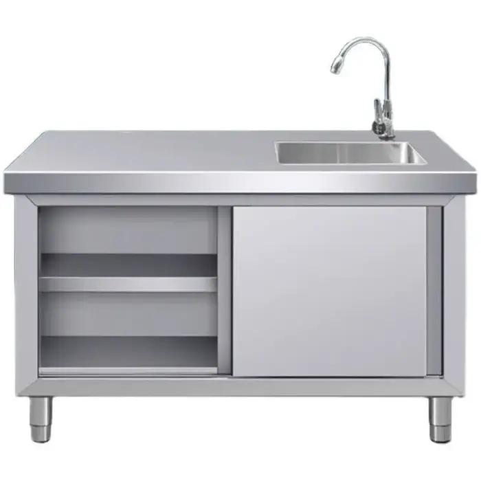 Armoire nordique créative en acier inoxydable avec évier, comptoir d'opération de cuisine de Restaur