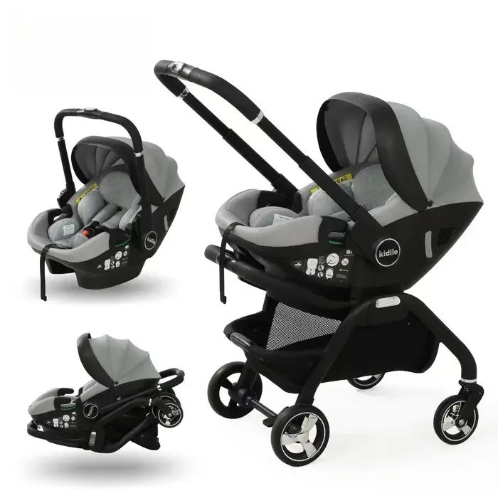 Poussette bébé rose 4-en-1 neuve avec nacelle - Siège auto multifonction pliable livraison UE