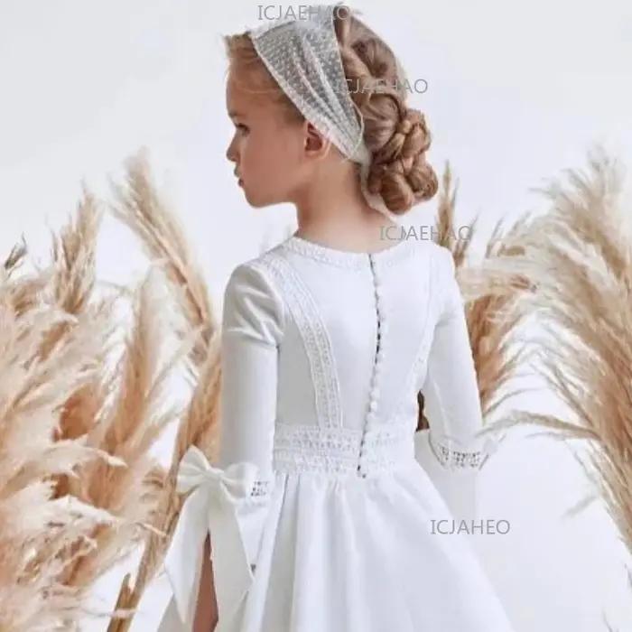 Nouvelle Robe de Mariage à Manches Longues pour Enfants 2026, Robe de Soirée d'Anniversaire pour Fil