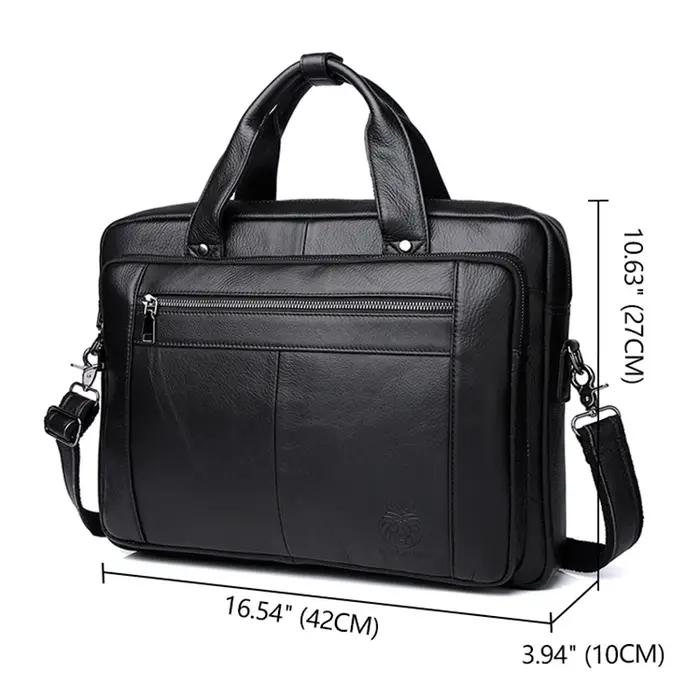 SCHLATUM Sac d'ordinateur de bureau en cuir véritable pour hommes, Porte-documents d'affaires, sacs
