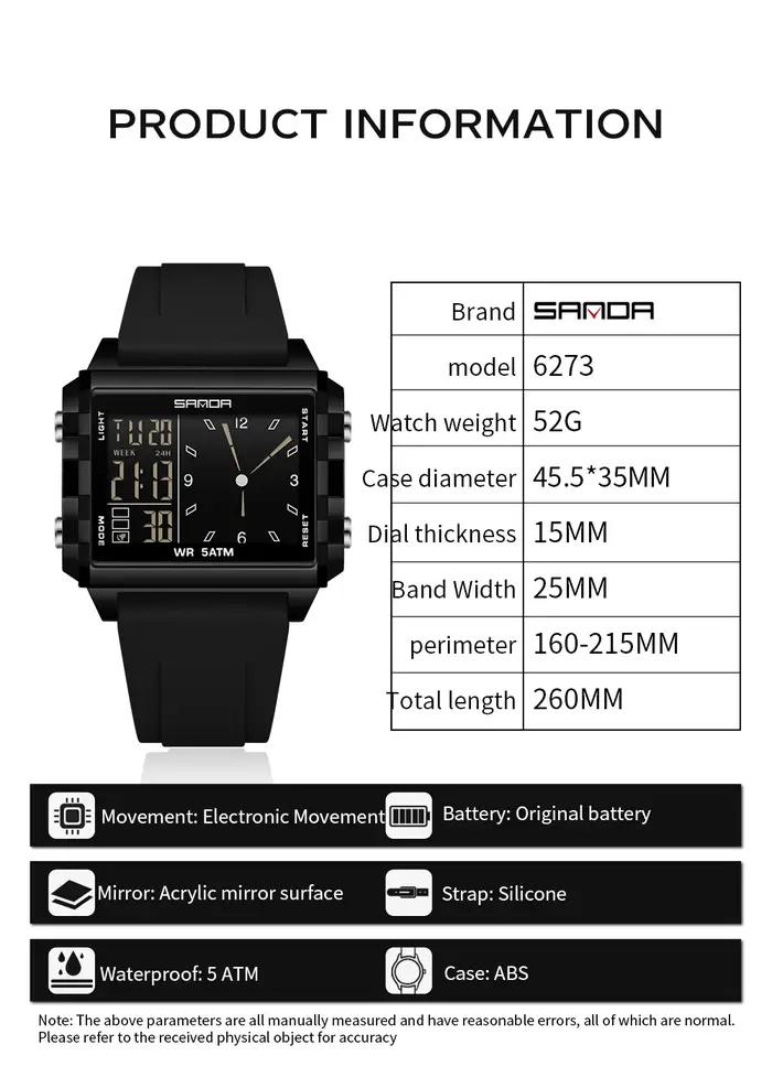 Mode SADNA nouveau 6273 montre électronique pour femme multifonctionnel sport LED étanche synchronis