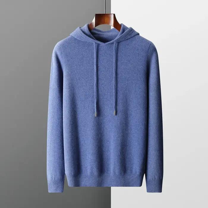MVLYFLRT Sweat à capuche une pièce prêt à porter pour homme 100% laine mérinos pull tricoté chemise
