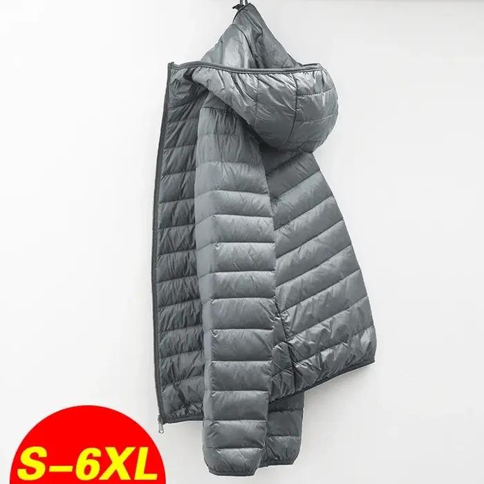 Manteau d'hiver à capuche pour hommes, doudoune en duvet de canard blanc, grande taille, ultraléger,