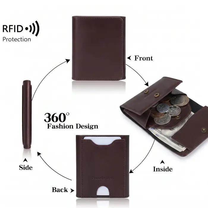 Petit portefeuille Portable pour hommes en cuir de Grain fin