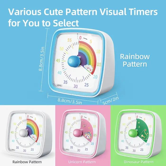 Yunbaoit-Minuterie visuelle avec veilleuse, compte à rebours de 60 minutes pour enfants et adultes,