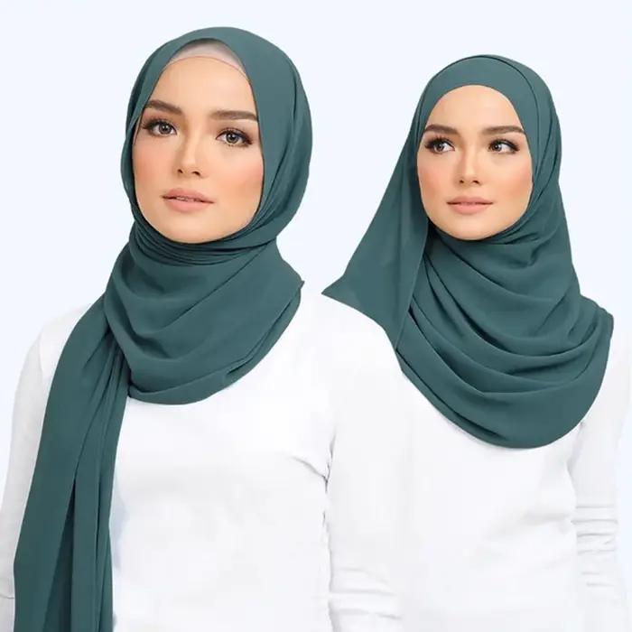 Foulard Hijab en mousseline de soie pour Femme, voile musulman ramadan ,hijab femme musulman,foulard