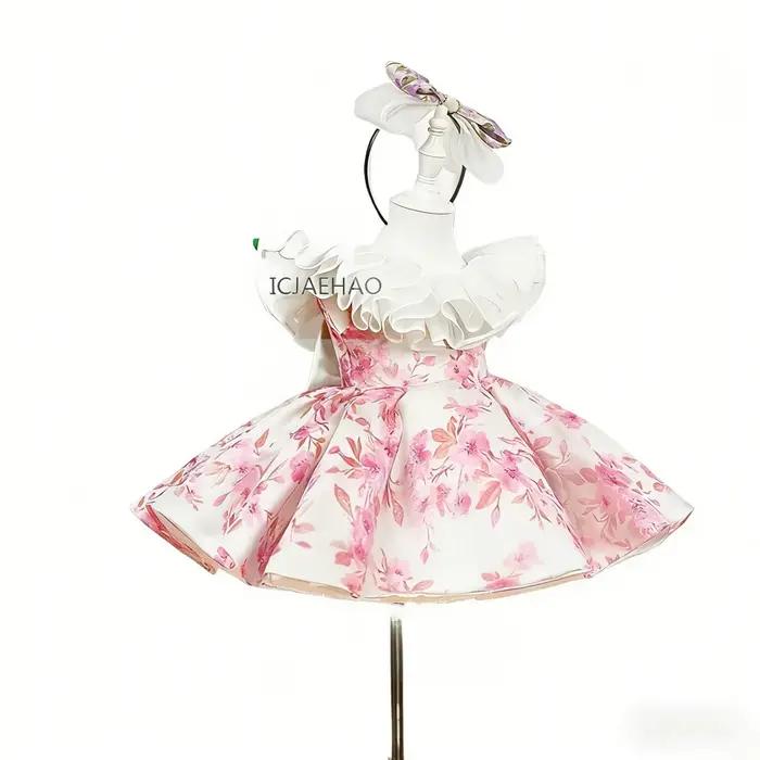 Robe de soirée pour filles, costume de fête du premier anniversaire, robe de soirée fleurie pour enf