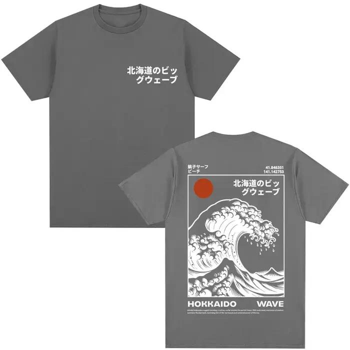Style japonais Hokkaido vague graphique T-shirts hommes femmes Harajuku mode Vintage T-shirts surdim