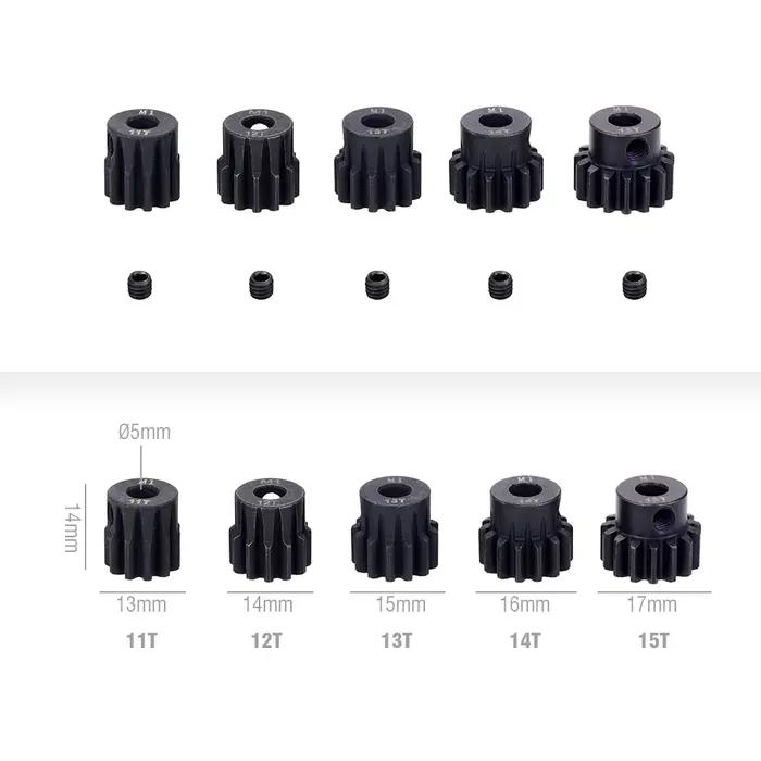 M1 5mm 11T 12T 14T 15T 17t 18t 20T 21t 22T 24T 25T 26T 28T 30T, pignon métallique en acier, engrenag