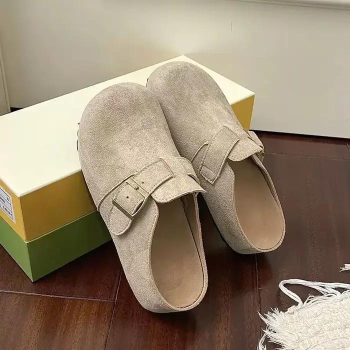 Mocassins confortables à enfiler pour femmes et hommes, chaussures à semelle en liège, bout fermé, e