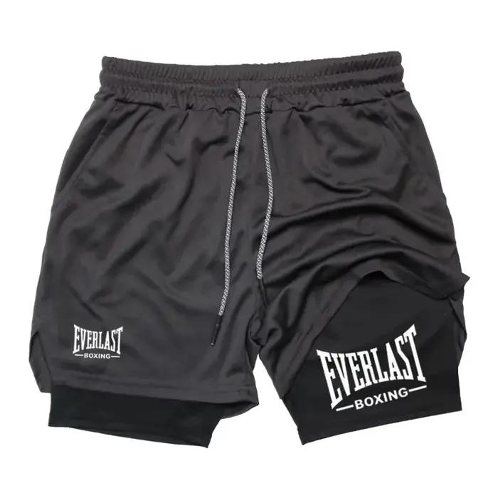 EVERLAST Short de compression double couche pour homme, pantalon de sport à séchage rapide pour le b