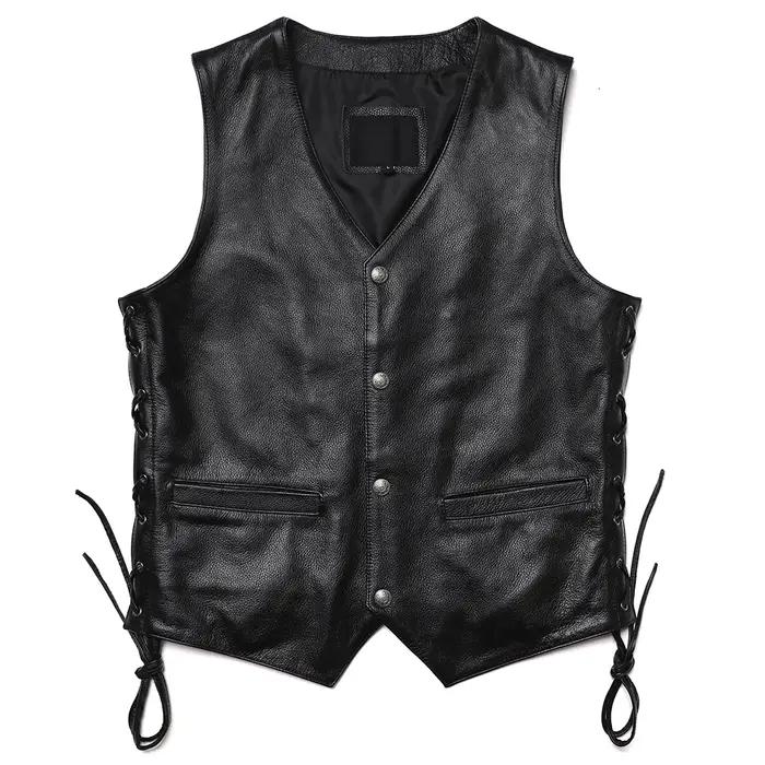 GlaSlim Col V Glands FibJacket, Cuir de vachette véritable, GlaSlim, Classique, Moto, Naturel, Homme