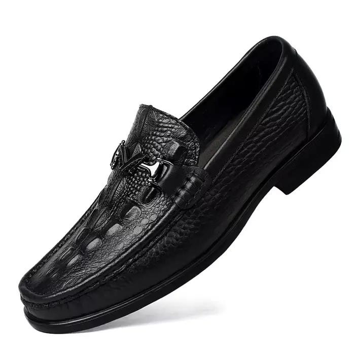 Mocassins d'été en cuir véritable pour hommes, chaussures décontractées pour adultes, chaussures de