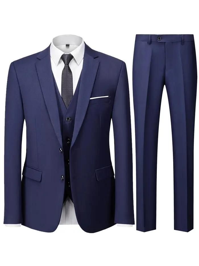 Ensemble de costume 2 pièces bordeaux pour homme (blazer + pantalon uniquement, gilet non inclus), v