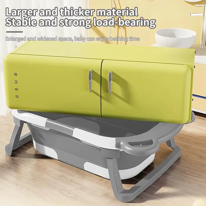 Baignoire pliable pour bébé, grande baignoire avec tapis de bain antidérapant, bain de voyage portab