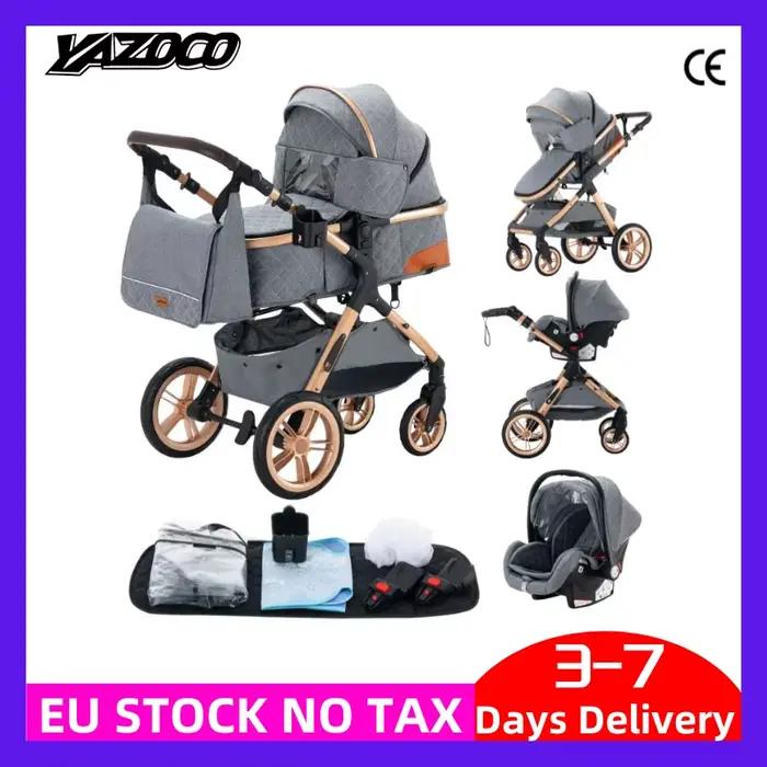 Poussette 3 en 1 légère pliable compacte - Système nouveau-né tout-terrain poussette d'hiver bébé