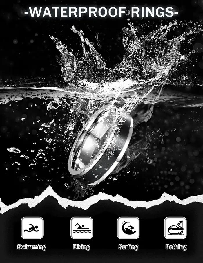 Bobisty 6 pièces anneaux Spinner noirs pour hommes femmes en acier inoxydable Fidget anxiété anti-St