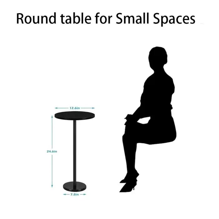Petite table d'appoint ronde avec base en marbre, table basse noire pour canapé, table d'appoint sur