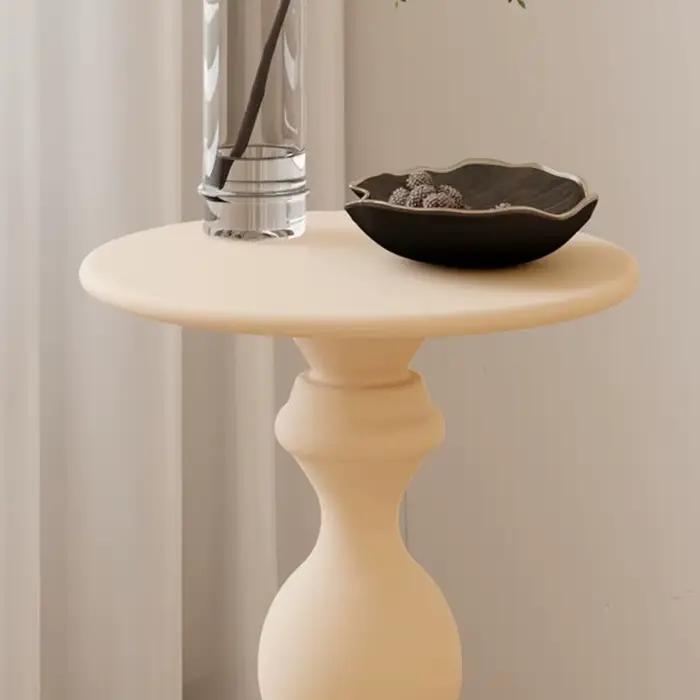 Table d'appoint ronde pour canapé, style crème, étagères en fer, petite table basse, mini chevet, cé