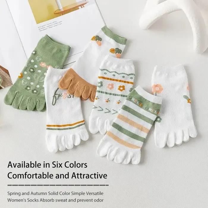 3 paires de chaussettes confortables à cinq doigts pour femmes, mignonnes et douces, à la mode, à ra