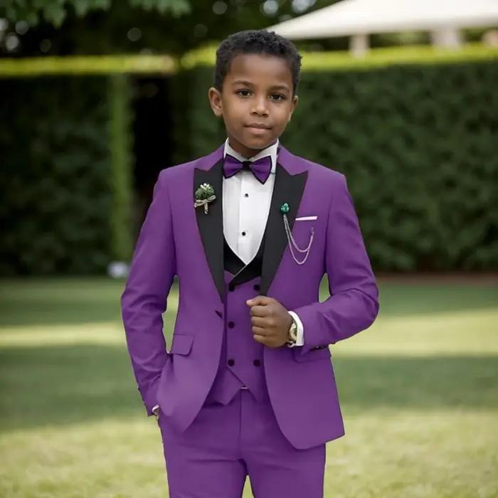 Costumes formels pour garçons, coupe cintrée, tenue porteur d'anneau, robe de mariée pour enfants, v