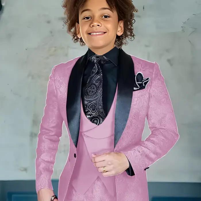 Costume Jacquard pour garçon, Blazer, gilet, pantalon, ensemble 3 pièces, Tuxedos de mariage pour en