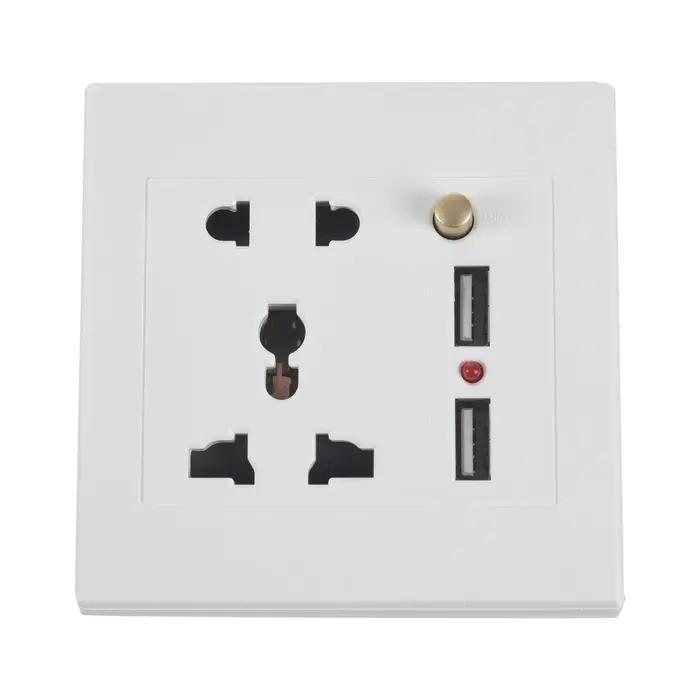 Adaptateur de prise de chargeur mural USB pour touristes, panneau de prise de courant, interrupteur
