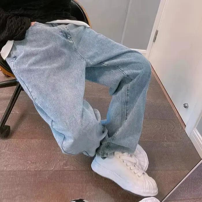 Jean imprimé pour hommes, Streetwear, Baggy, jambes larges, mode coréenne, drapé, droit, décontracté
