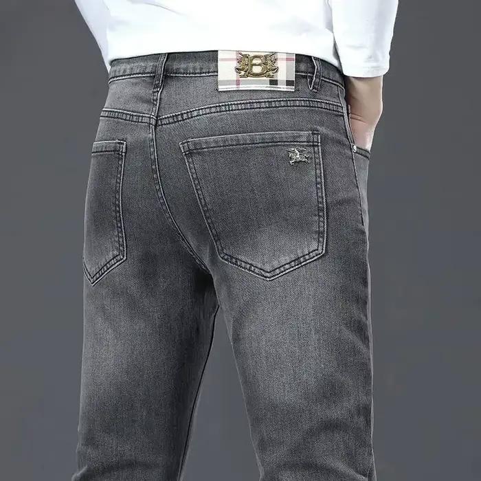 Jean pour homme, coupe slim élastique, jambe droite légère, denim haut de gamme, pantalon long en de